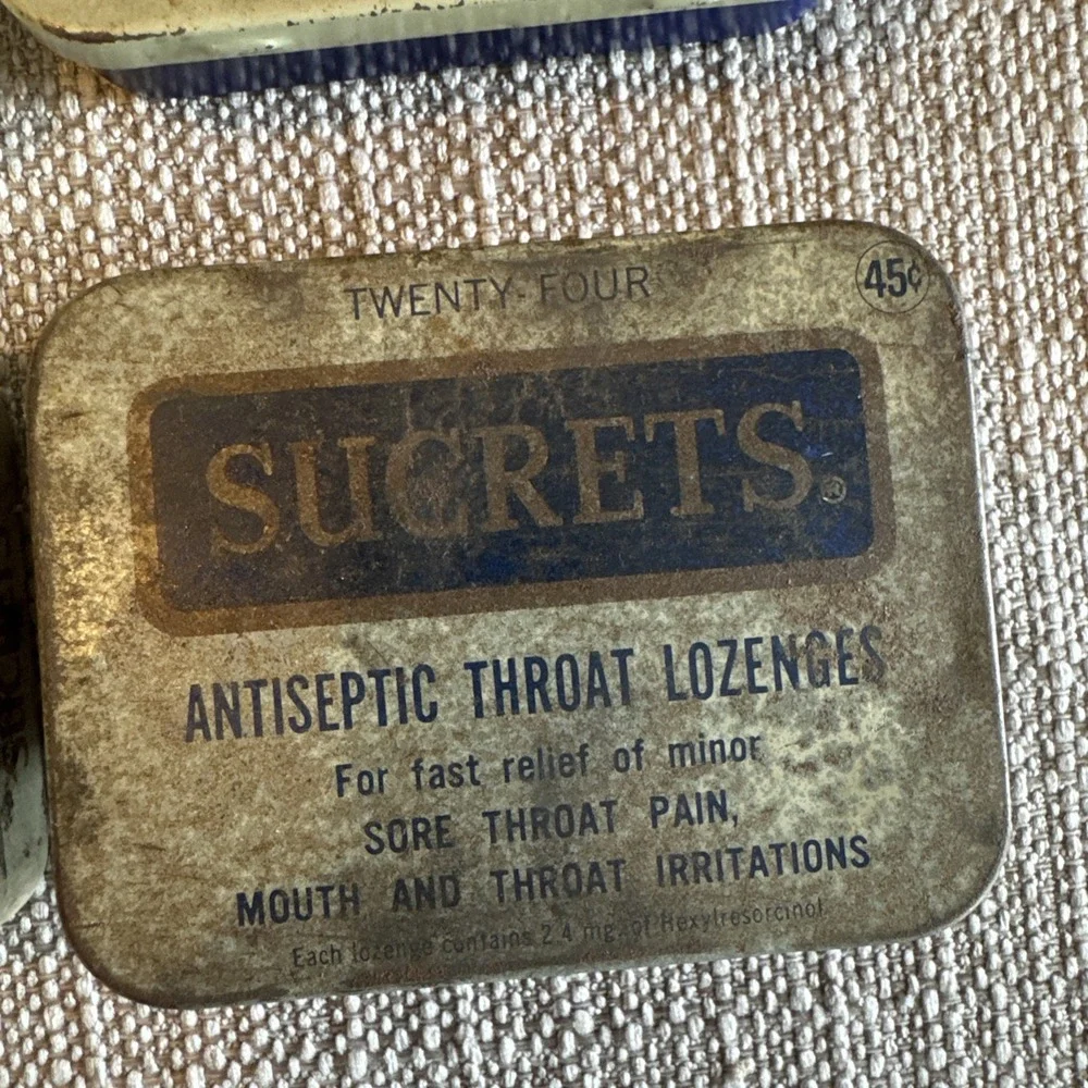 Lot of 4 Sucrets Tins Vintage Empty Containers 1950 To 1980‎